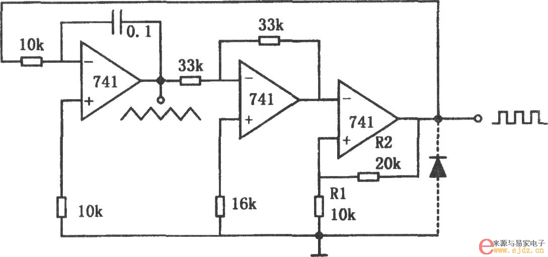 低频多种波形发生器(741)电路