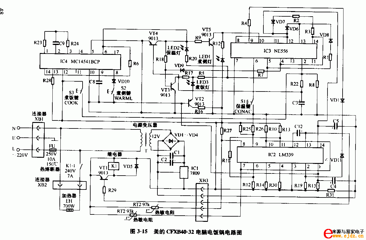 美的CFXB40-32电脑电饭锅电路图