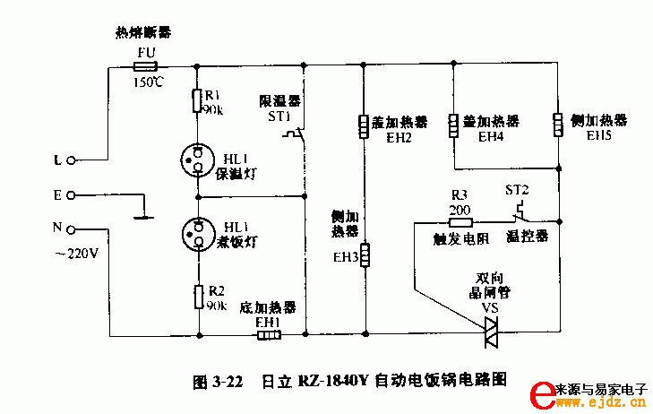 日立RZ-1840Y自动电饭锅电路图