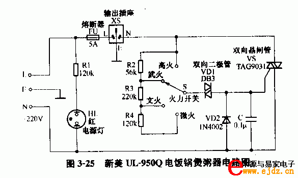 新美UL-950Q电饭锅煲粥器电路图