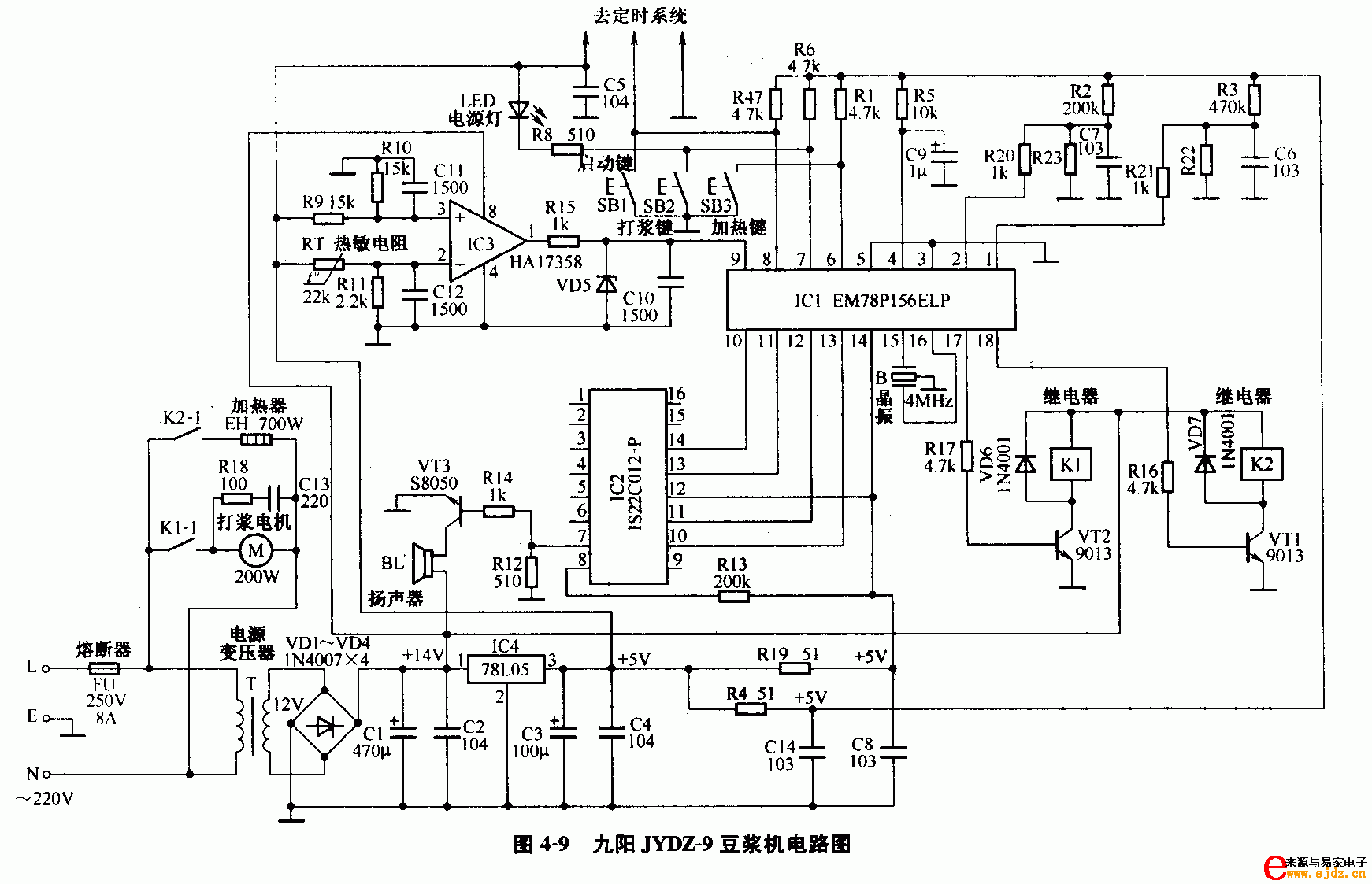 九阳JYDZ-9豆浆机电路图