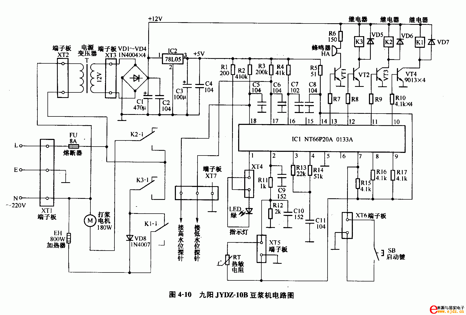 九阳JYDZ-10B豆浆机电路图