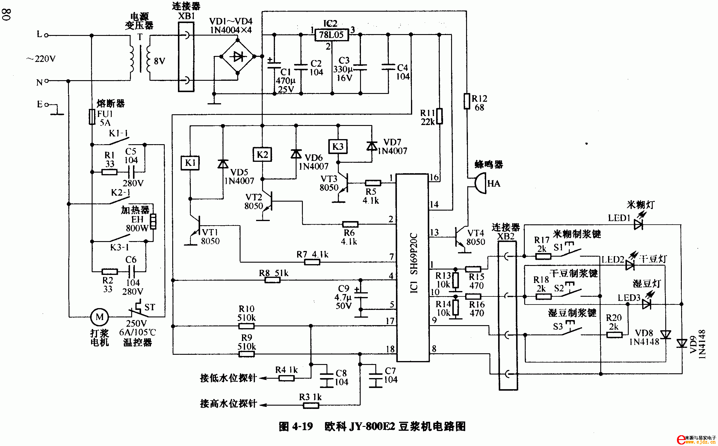 欧科JY-800E2豆浆机电路图