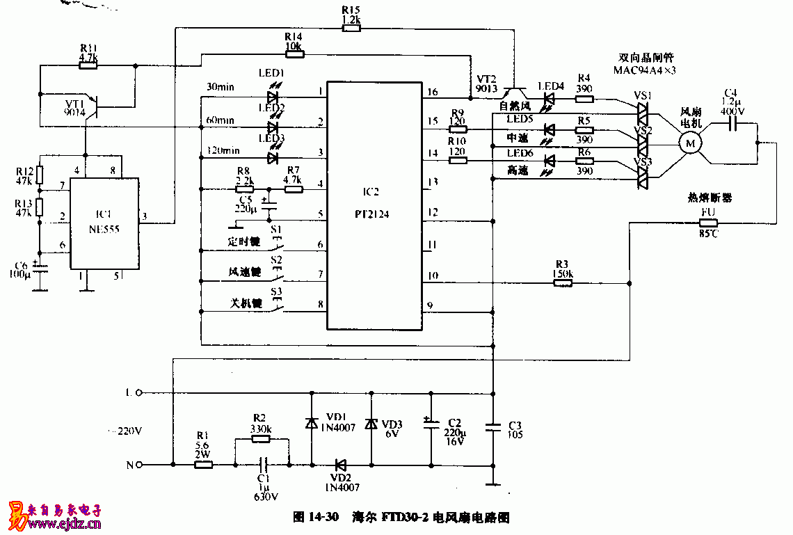海尔，FTD30-2，电风扇，电路图