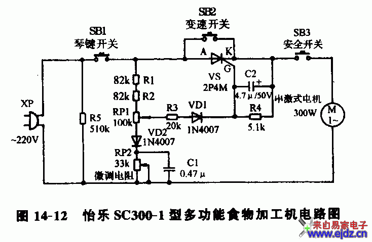 怡乐SC300-1型多功能食物加工机电路图