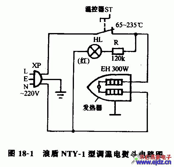 浪盾NTY-1型调温电熨斗电路图