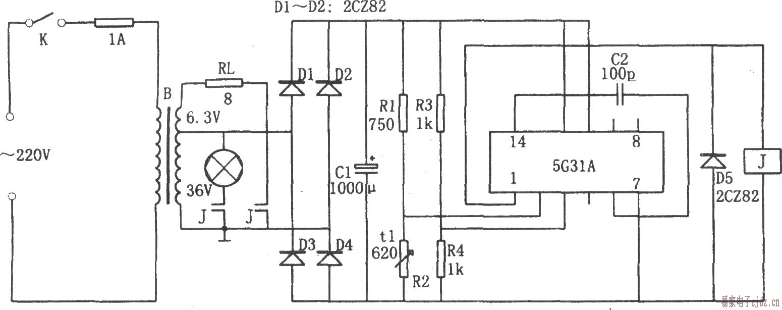 显影液恒温控制电路图(5G31A)