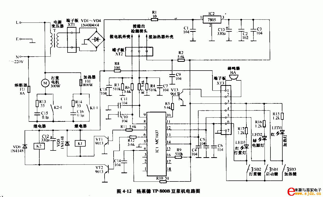 格莱德,TP-800B,豆浆机,电路图