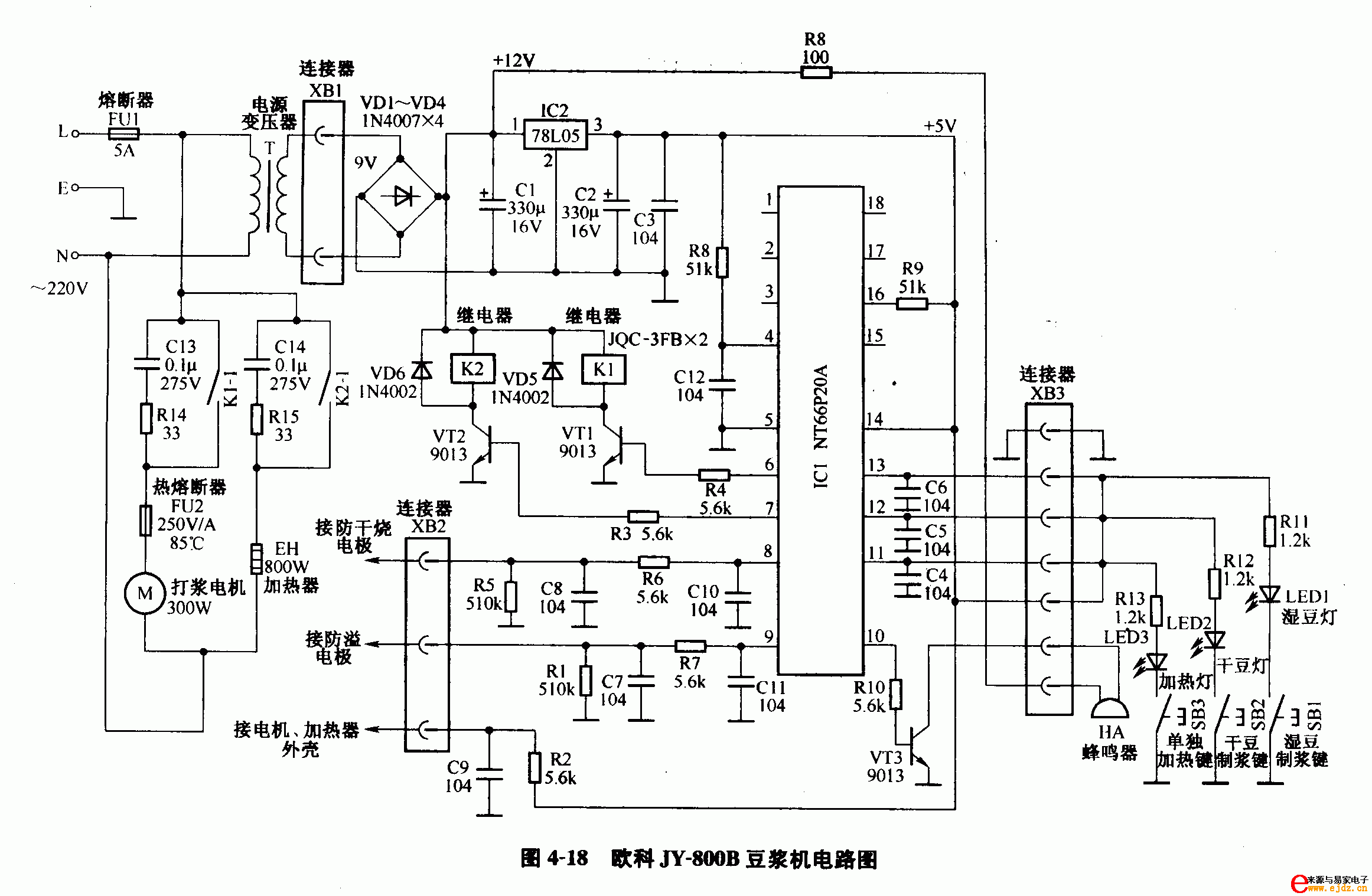 欧科JY-800B豆浆机电路图