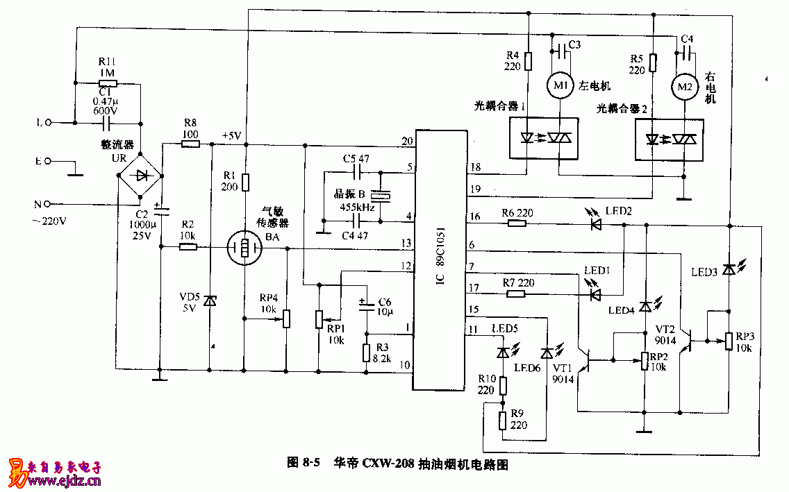 华帝,CXW-208,抽油烟机,电路图