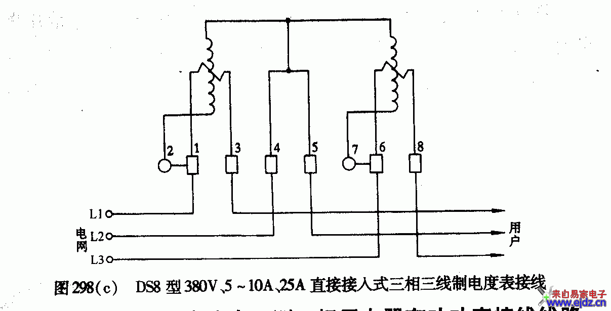 DS8型系列电度表3种接线线路图