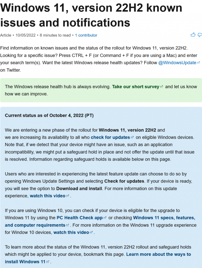 微软大力推送Windows 11 22H2，目前更多用户可以正常更新