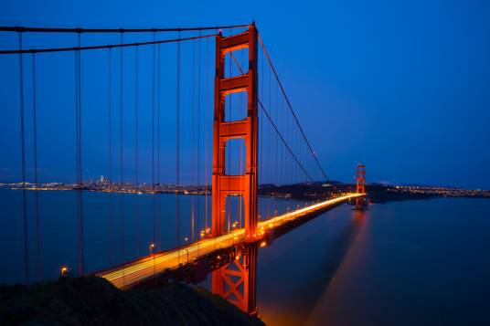 1933年1月5日，美国金门大桥在旧金山湾动工兴建