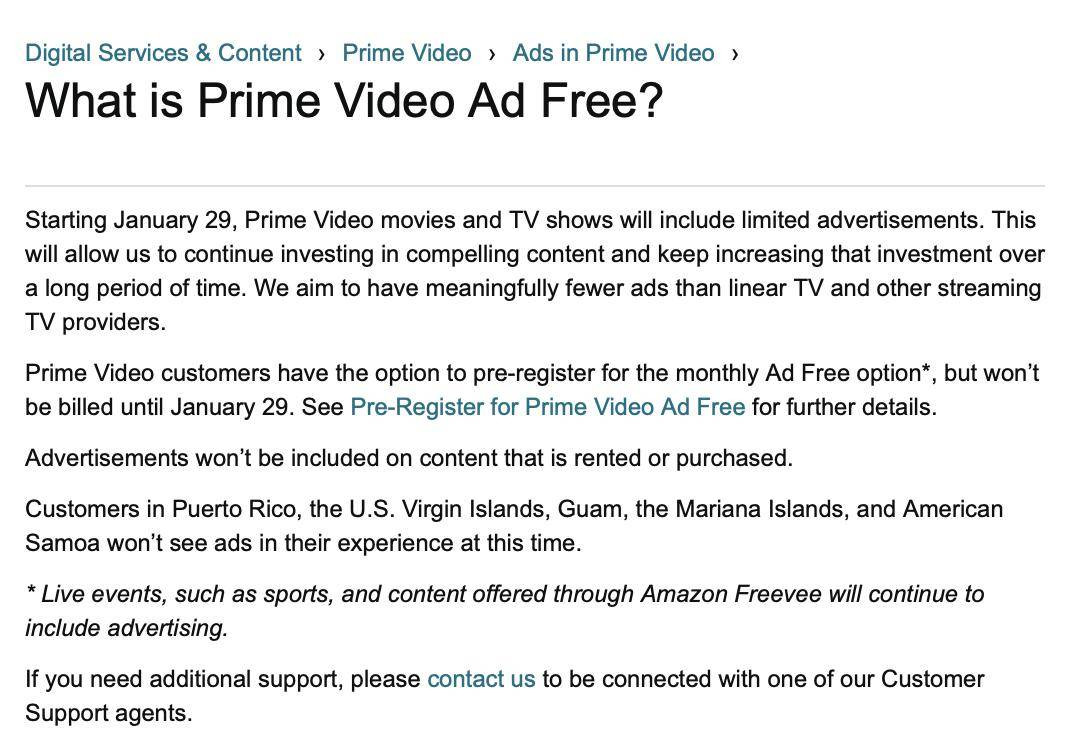 亚马逊 Prime Video今起推出“付费移除广告服务”新功能