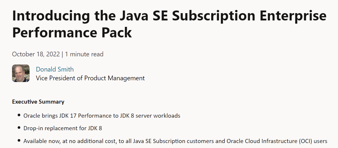 Oracle发布全新企业级性能套装，即将超越JDK 8