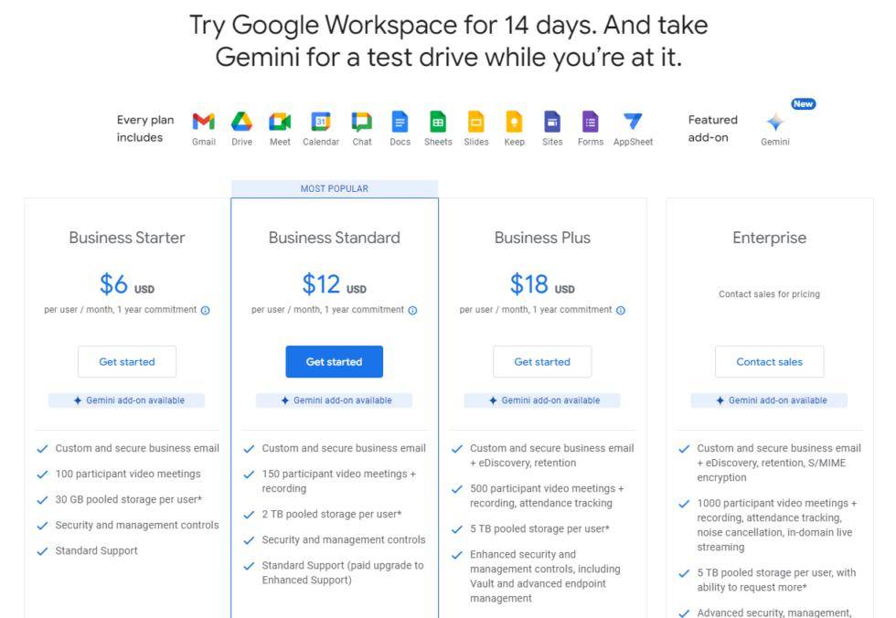 谷歌推出Gemini计划拓展Workspace服务：额外每月20美元即可享受AI智能写作等增值功能